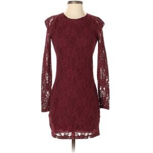 Aritzia Sunday Best Burgundy Bodycon Lace Dress XS